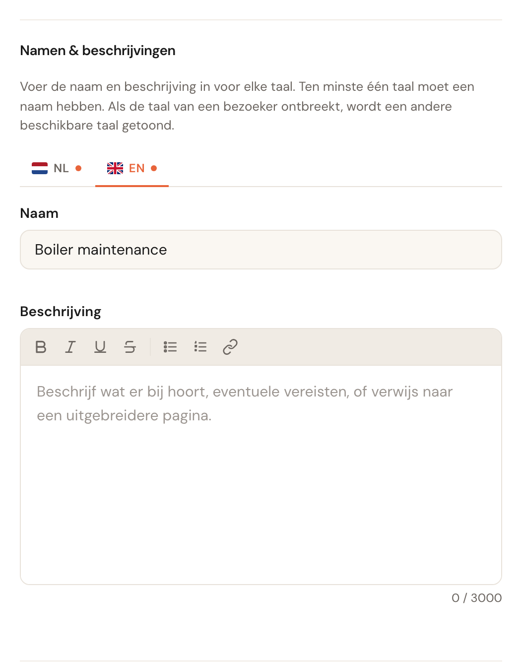 Hetzelfde blok op het tweede taaltabblad.