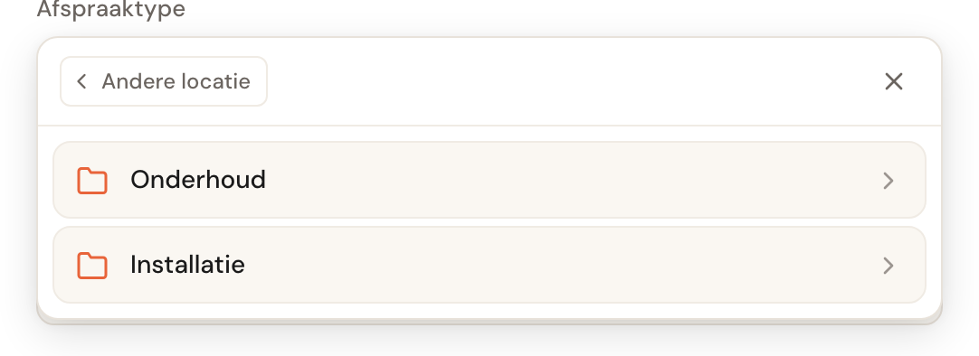 Daarna de categorie.