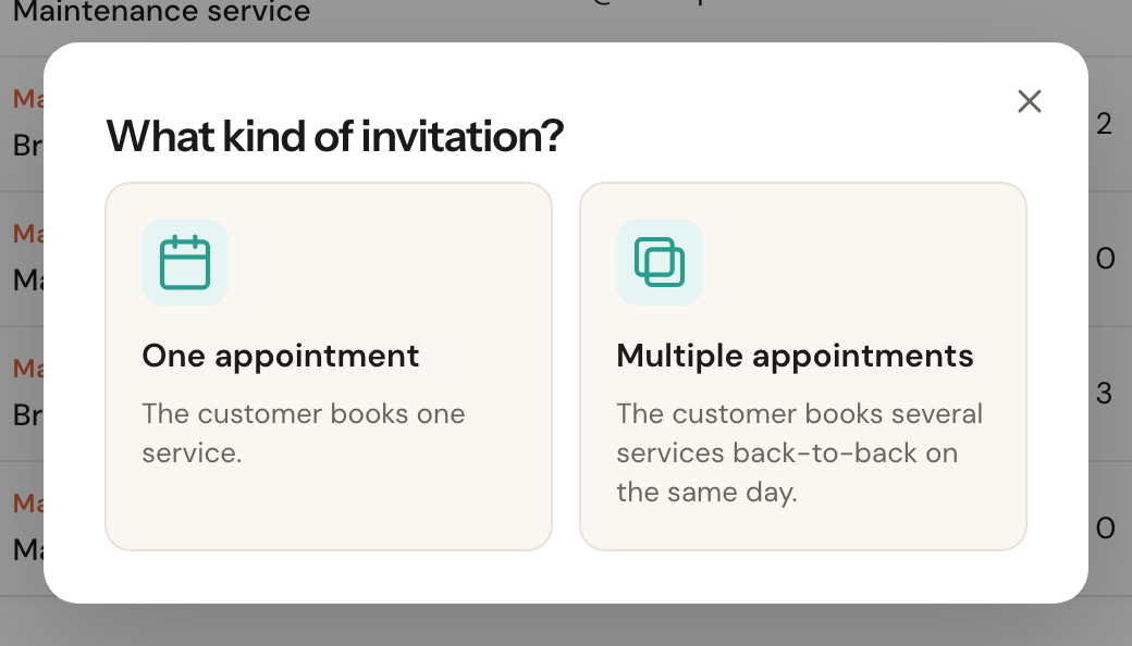 The choice between one appointment and several appointments.