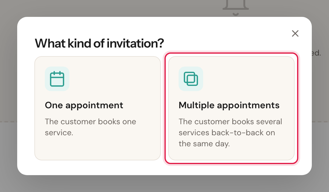 The choice between One appointment and Multiple appointments, with Multiple appointments highlighted.