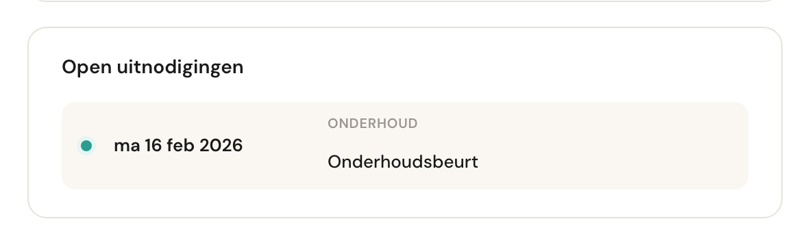 Het blok Open uitnodigingen met één openstaande uitnodiging.