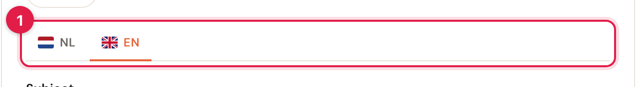 The language tabs above the subject field.