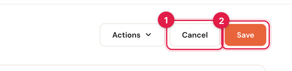 The Cancel and Save buttons at the top right of the editor.