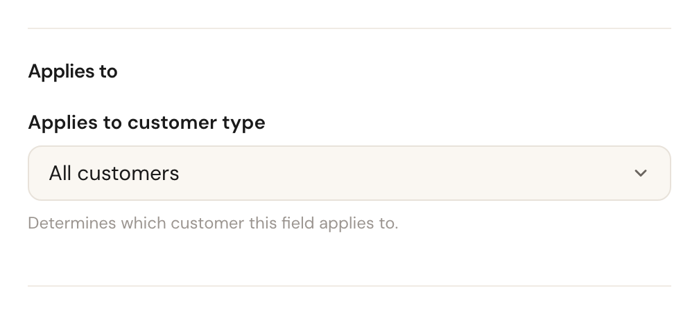 The Applies to block with a customer type dropdown.