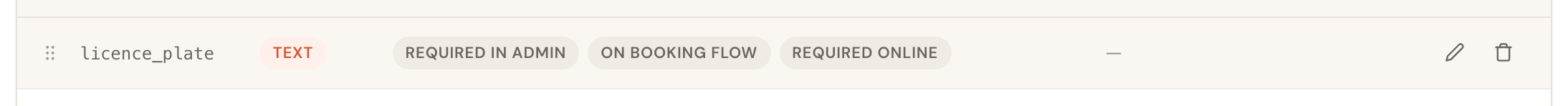A row in the overview with its edit and archive buttons.