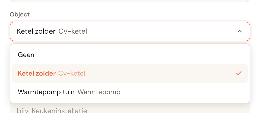Bij een afspraak kies je voor welk object hij is.