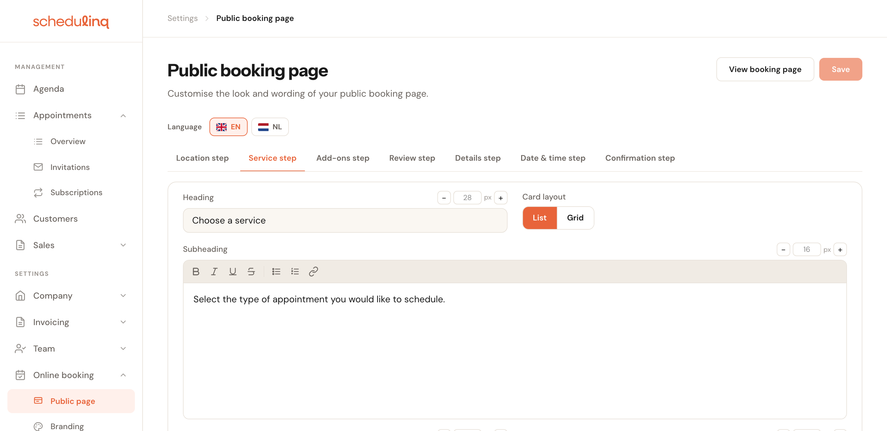 Adjust your booking page last.