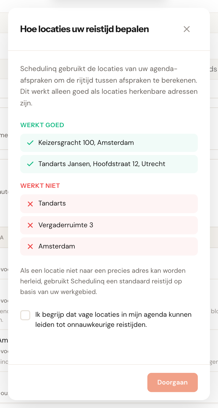 Lees hoe locaties je reistijd bepalen en bevestig.