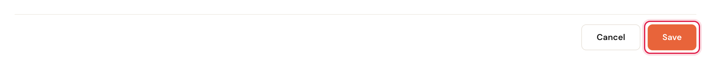 The Cancel and Save buttons at the bottom of the page, with Save highlighted.