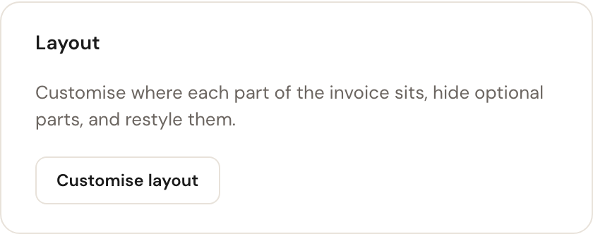 The Layout block with the Customise layout button.