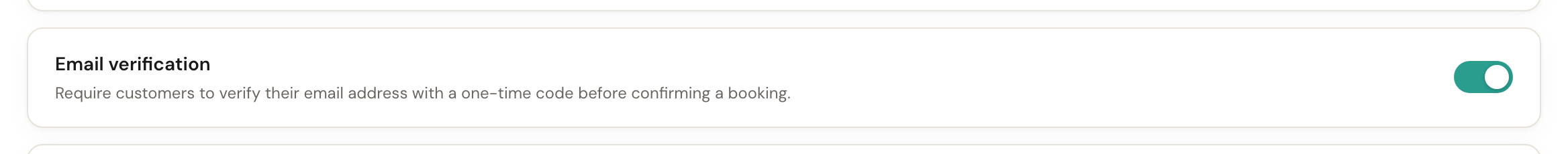 The Email verification setting, switched on.