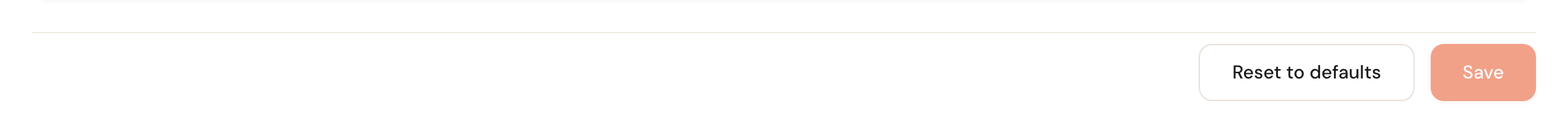 The Reset to defaults and Save buttons above the preview.