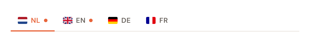 De taaltabbladen boven een afspraaktype: NL, EN, DE en FR.