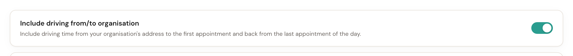 The Include driving from the office toggle, switched on.