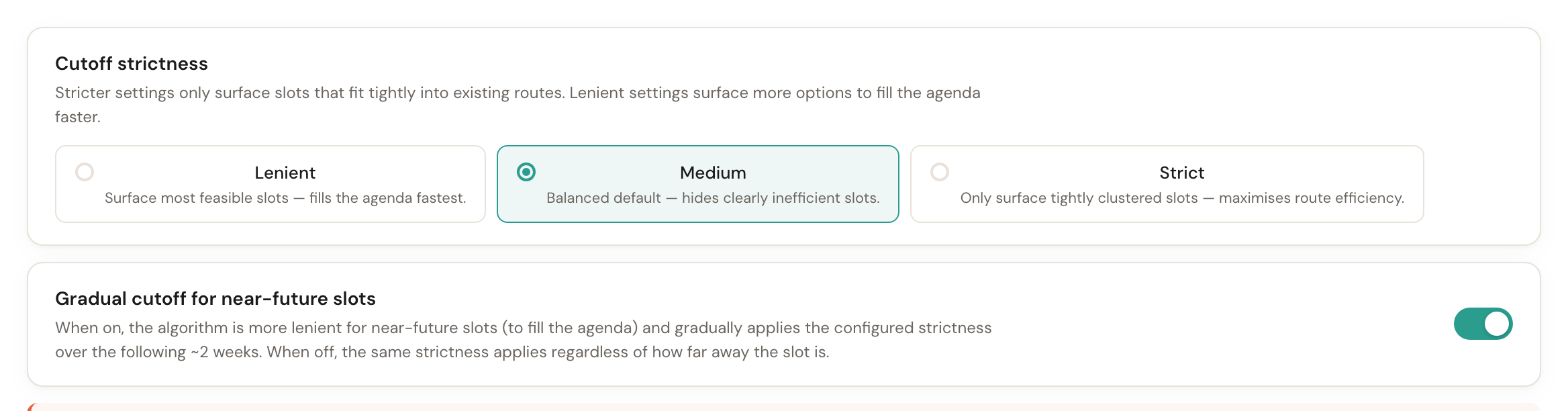 The three strictness options Lenient, Medium and Strict, with Medium selected.