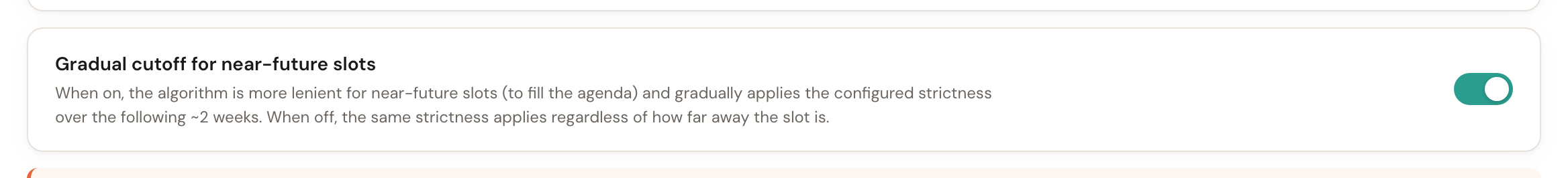 The Gradual cutoff toggle, switched on.