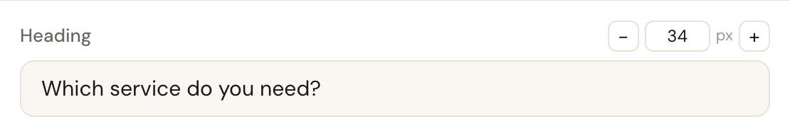 An editing field with the text size set to 34 pixels.