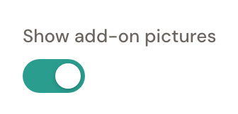 The Show add-on pictures switch on the add-ons step.