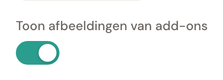 De schakelaar Toon afbeeldingen van add-ons op de extra's-stap.